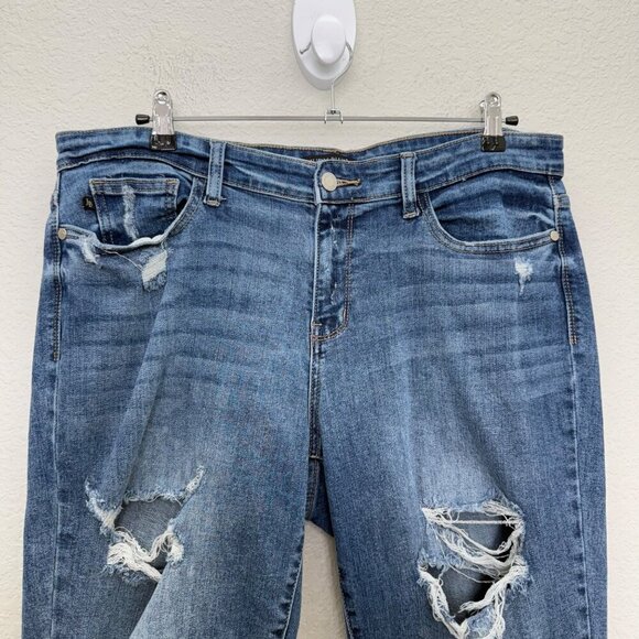 Judy Blue Boyfriend Fit Distressed Stretch Denim Jeans JB82217MD Womens sz 13/31 - Picture 3 of 8